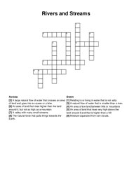 Rivers and Streams crossword puzzle
