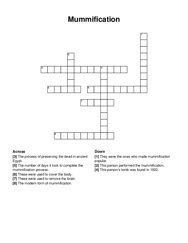 Mummification crossword puzzle