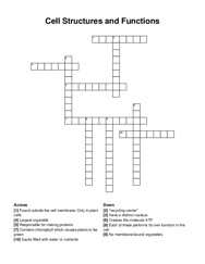 Cell Structures and Functions crossword puzzle