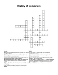 History of Computers crossword puzzle