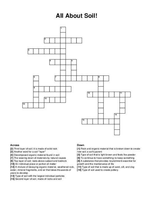 All About Soil! Crossword Puzzle