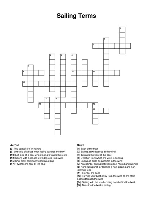 Sailing Terms Crossword Puzzle