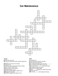 Car Maintenance crossword puzzle