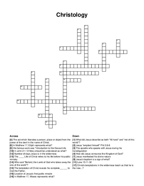 Christology Crossword Puzzle