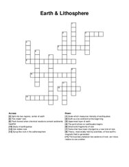 Earth & Lithosphere crossword puzzle