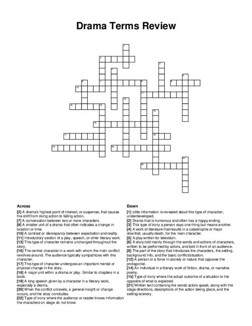 Drama Terms Review Crossword Puzzle