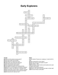Early Explorers crossword puzzle