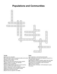 Populations and Communities crossword puzzle