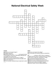 National Electrical Safety Week crossword puzzle