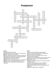 Postpartum crossword puzzle