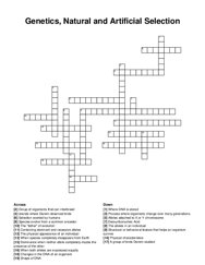 Genetics, Natural and Artificial Selection crossword puzzle