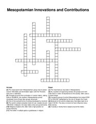 Mesopotamian Innovations and Contributions crossword puzzle