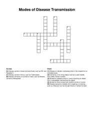 Modes of Disease Transmission crossword puzzle