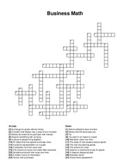 Business Math crossword puzzle