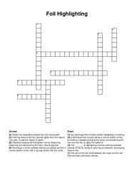 Foil Highlighting crossword puzzle