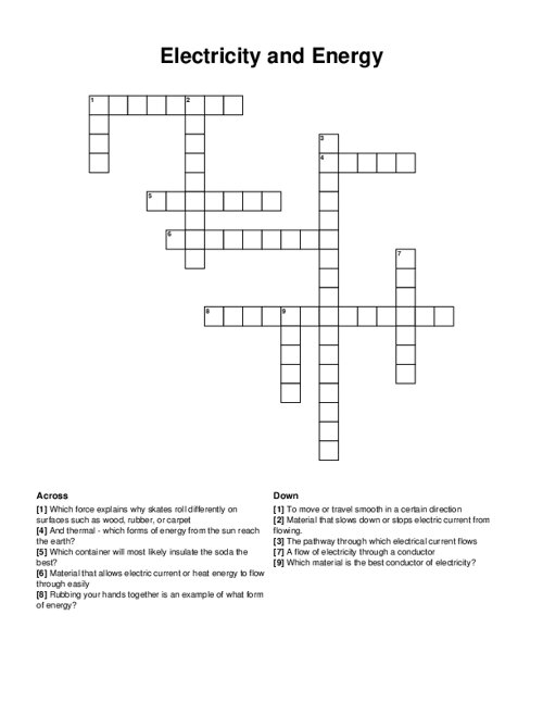 Introduction to Electrical Circuits Crossword Puzzle