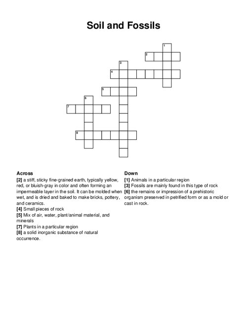 Soil and Fossils Crossword Puzzle