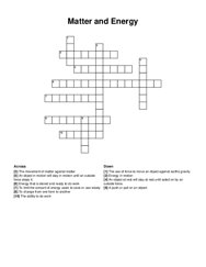 Matter and Energy crossword puzzle