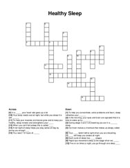 Healthy Sleep crossword puzzle