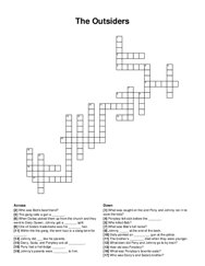 The Outsiders crossword puzzle