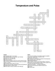 Temperature and Pulse crossword puzzle