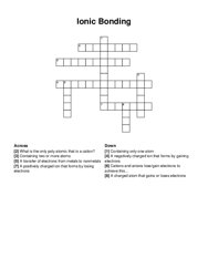 Ionic Bonding crossword puzzle