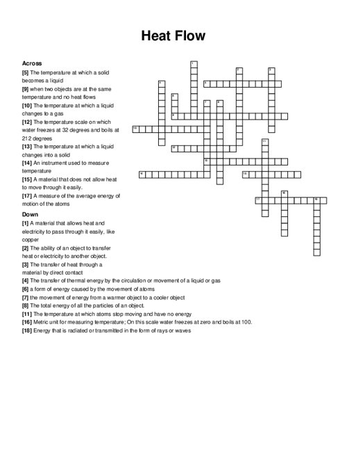 Heat Flow Crossword Puzzle