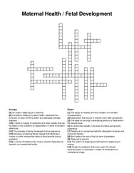 Maternal Health / Fetal Development crossword puzzle