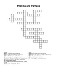 Pilgrims and Puritans crossword puzzle