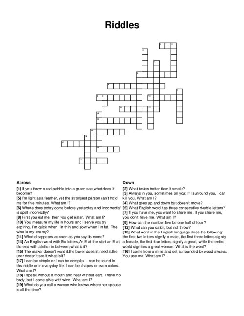 Riddles Crossword Puzzle