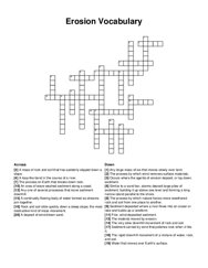 Erosion Vocabulary crossword puzzle