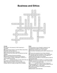 Business and Ethics crossword puzzle