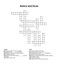Aztecs and Incas crossword puzzle
