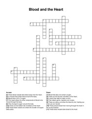 Blood and the Heart crossword puzzle