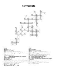 Polynomials crossword puzzle