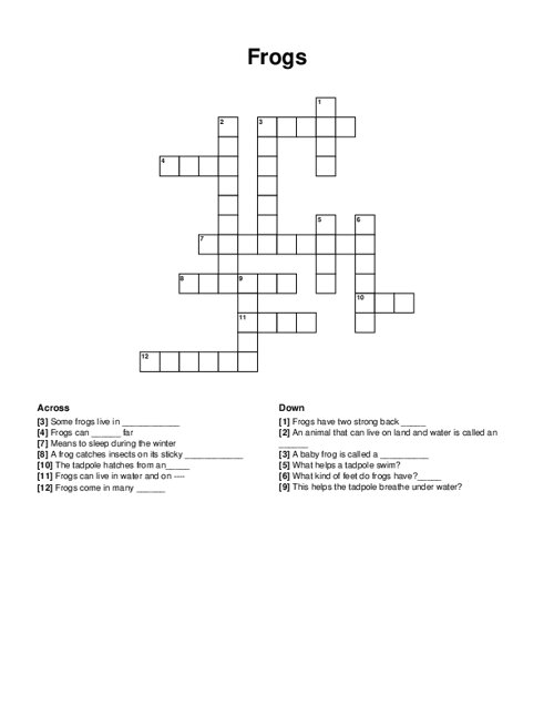 Frogs Crossword Puzzle
