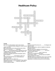 Healthcare Policy crossword puzzle