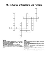 The Influence of Traditions and Folklore crossword puzzle