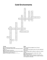 Cold Environments crossword puzzle