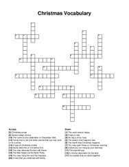 Christmas Vocabulary crossword puzzle