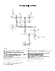 Recycling Metals crossword puzzle