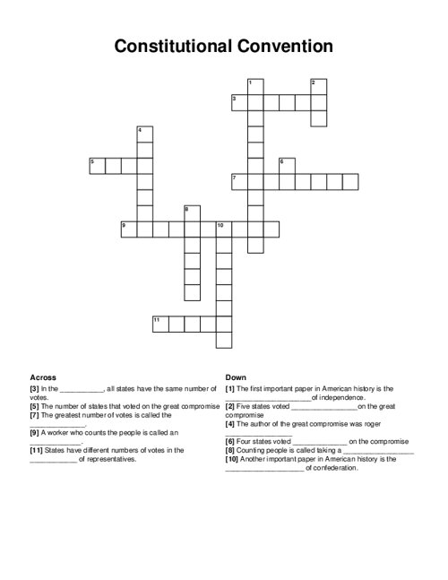 Constitutional Convention Crossword Puzzle