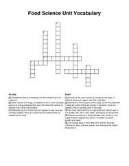 Food Science Unit Vocabulary crossword puzzle