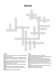 Genres crossword puzzle