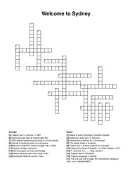 Welcome to Sydney crossword puzzle