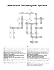 Universe and Electromagnetic Spectrum crossword puzzle