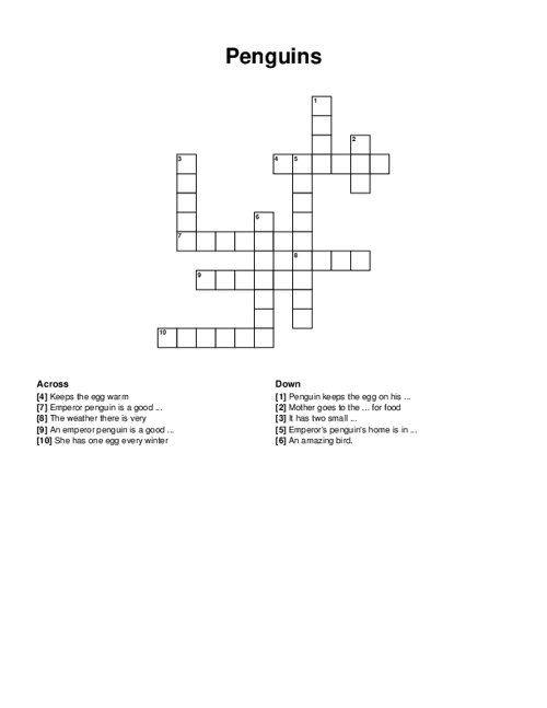 Penguins Crossword Puzzle