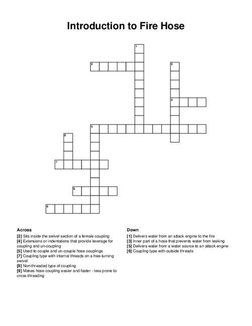 Introduction to Fire Hose Crossword Puzzle