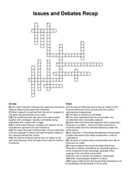 Issues and Debates Recap crossword puzzle