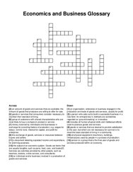 Economics and Business Glossary crossword puzzle